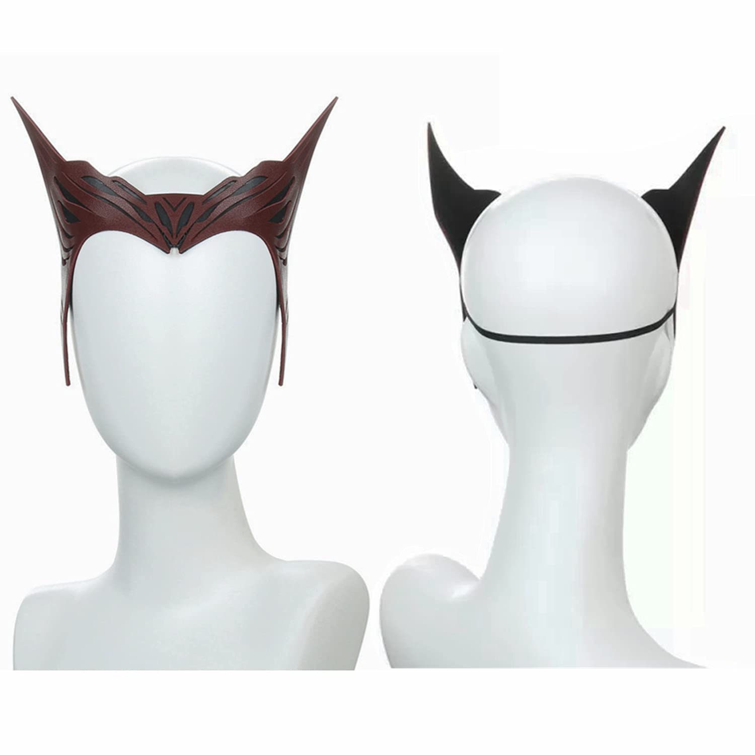 CAFELE Scarlet Witch Headpiece, 2021 TV Shows WandaVision Wanda Maximoff Red Resin Mask Crown Cosplay Halloween Costume Headwear for Adults