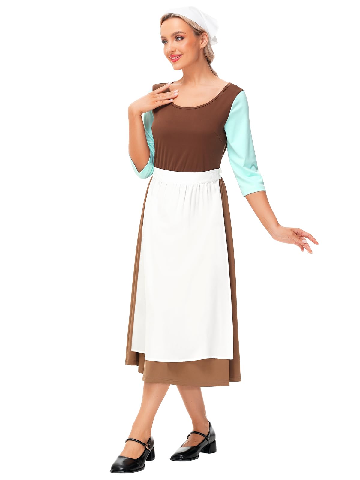 Deerose Womens Halloween Maid Brown Costume Adult Ciinders Cosplay With Apron XS