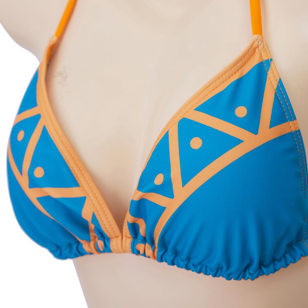 iSHOWcos Princess Swimsuit Sexy Blue Bikini Two-Piece Set Swimwear Outfits Halter Bathing Suit (Blue, XL)