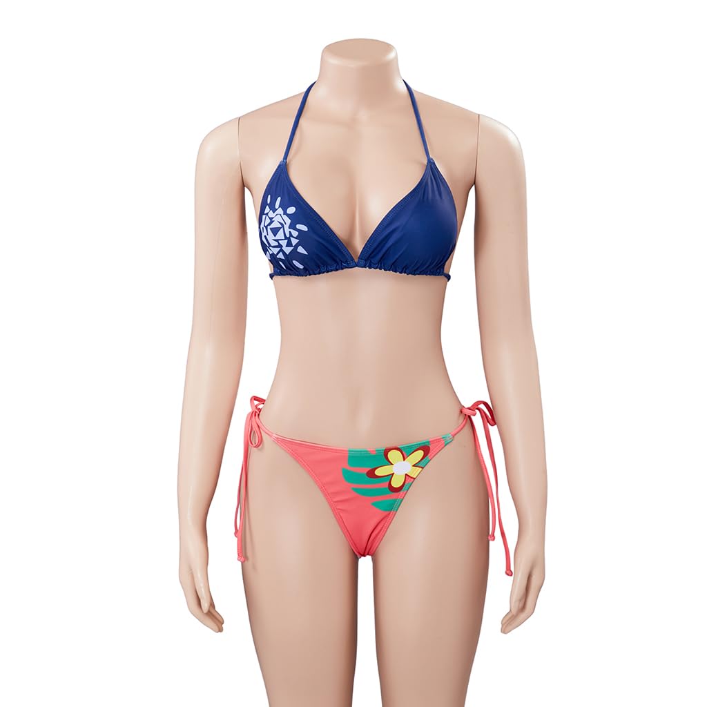 iSHOWcos Nico Robin Cosplay Bikini Women Sexy Triangle Bikini Halter Two Piece Set Swimsuit String Tie Side Bathing Suit (Large)