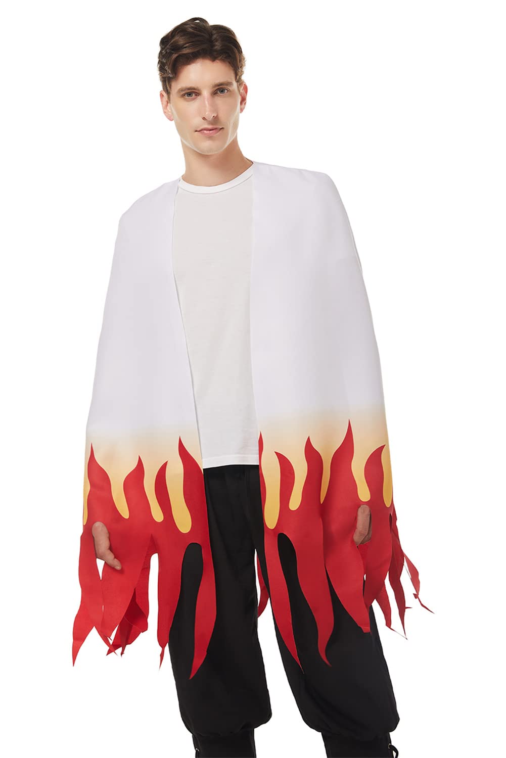 IOONCHI Adult Rengoku Robe Kimetsu Cosplay Costume Kimono Cape Kyoujurou Cloak Halloween Suit