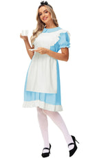 Blue Maid Costume Women Alice White Apron Dress Lolita Princess Wonderland Costumes XL