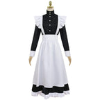 YJCOS Women's Classic Maid Long Dress Black and White Apron Lolita Housekeeper Cosplay Costume Uniform