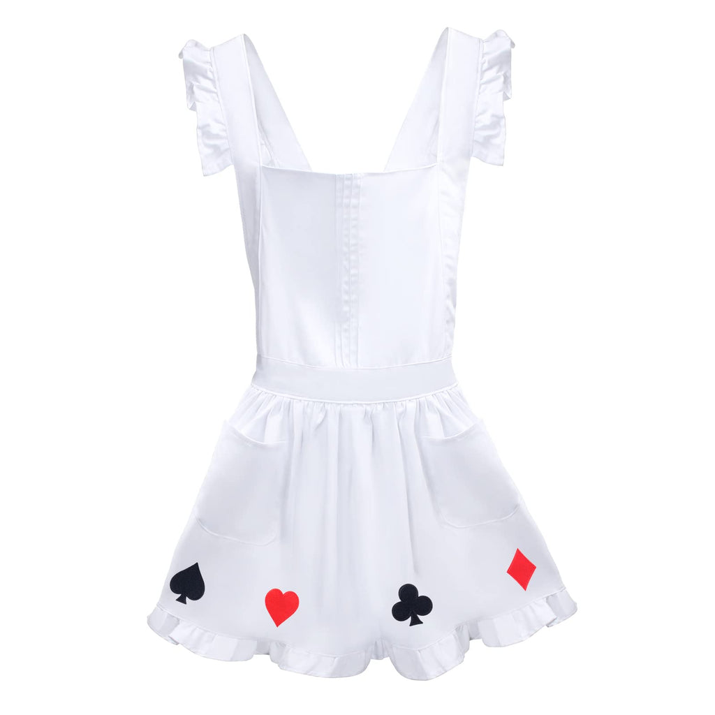 Keymall White Retro Apron Bow Headband High Thigh for Women Girls Halloween Dress Up Costume (Set B)