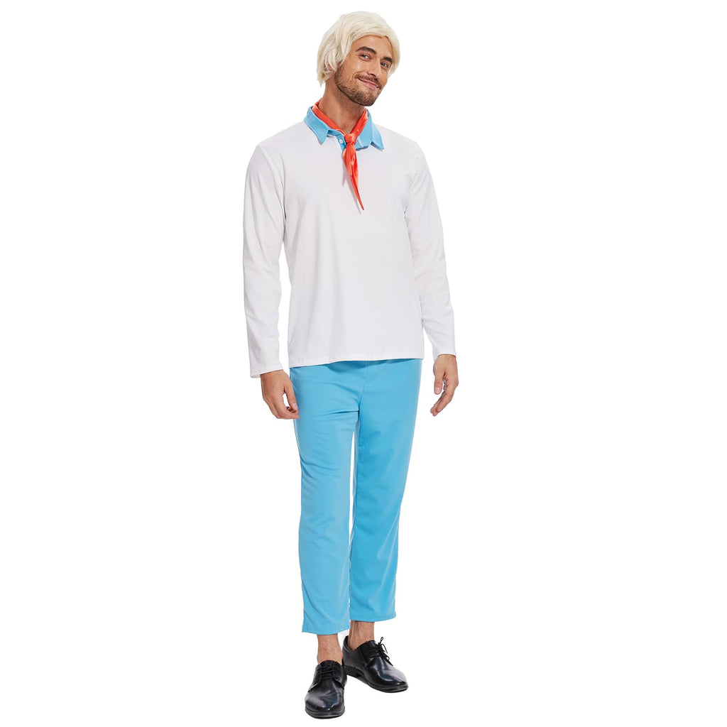 Halloween Adult Costume Tops Men's Cotton Long Sleeve Shirts with Scarf Cosplay Costume (3X-Large)