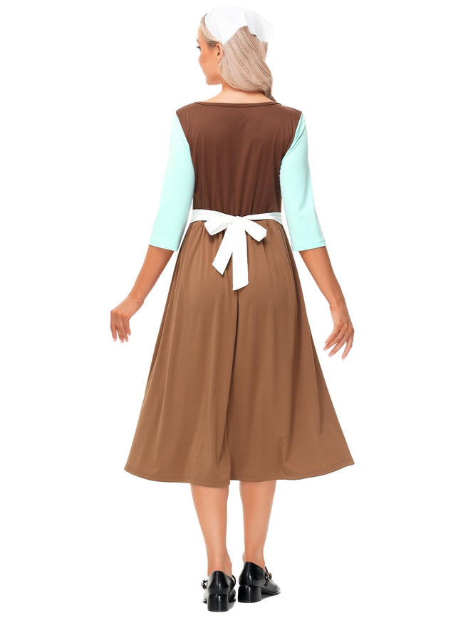 Deerose Womens Halloween Maid Brown Costume Adult Ciinders Cosplay With Apron XS Main Image