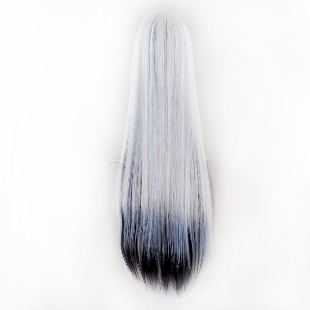 MapofBeauty 40" 100cm Anime Costume Long Straight Cosplay Wig Party Wig (White/Blue/Black)