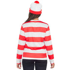 Where's Waldo Longe Sleeve Shirt, Glasses, and Hat DELUXE Cosplay Halloween Costume Set
