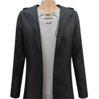 Helltaker Mens Cosplay Costume Black Cloak Shirt Pants Full Set for Halloween Party