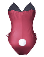 Womens Bunny Costume Girl Suit Senpai Cosplay Anime Role Costume One Piece Bodysuit Removable Padded with Stockings Set(Red L)