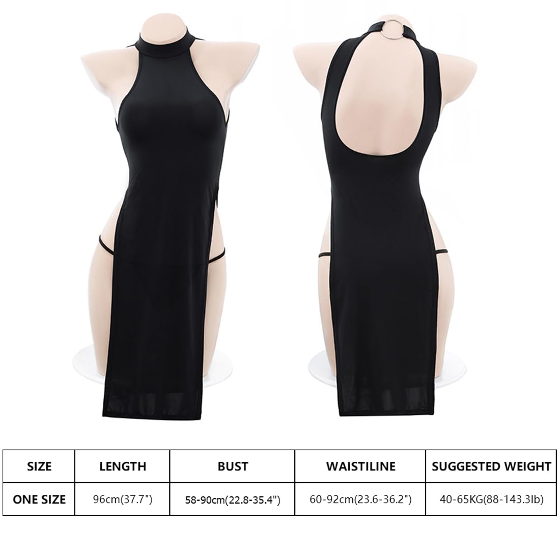 SINROYEE Women's Sexy Lingerie Nightshirt Uniform Sleeveless Sheer Sleepwear Anime Cosplay Temptation Nightdress Free Size (Grey)