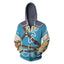 CHLOBLOM Link Hoodie Cosplay Costume Zipper Jacket Novelty Sweatshirt (S, Blue)