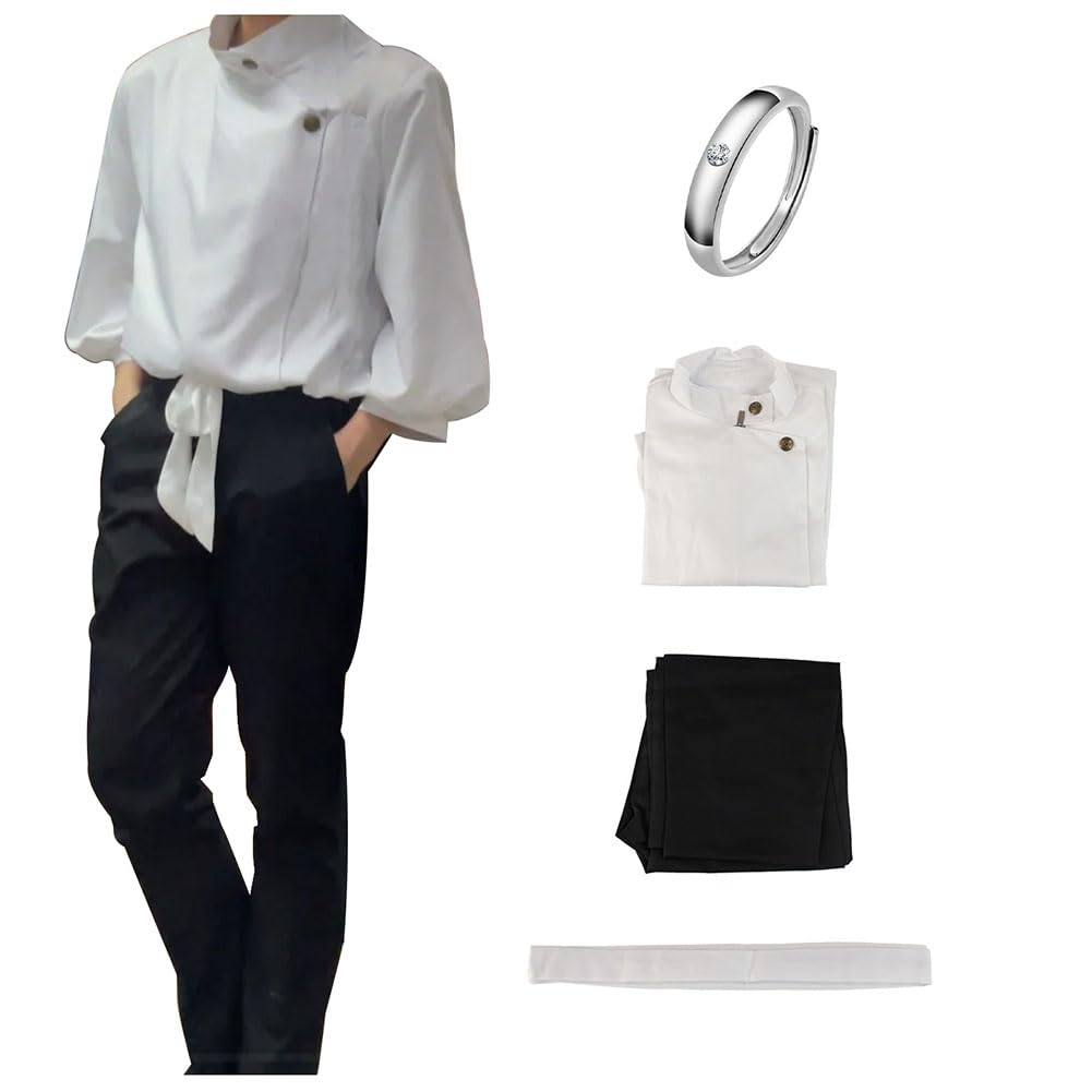 ETEBAS Okkotsu Yuta Costume Cosplay Yuta Uniform Suit Ring Outfit Full Set(XS,Ring)