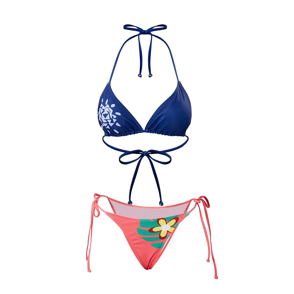 iSHOWcos Nico Robin Cosplay Bikini Women Sexy Triangle Bikini Halter Two Piece Set Swimsuit String Tie Side Bathing Suit (Large)