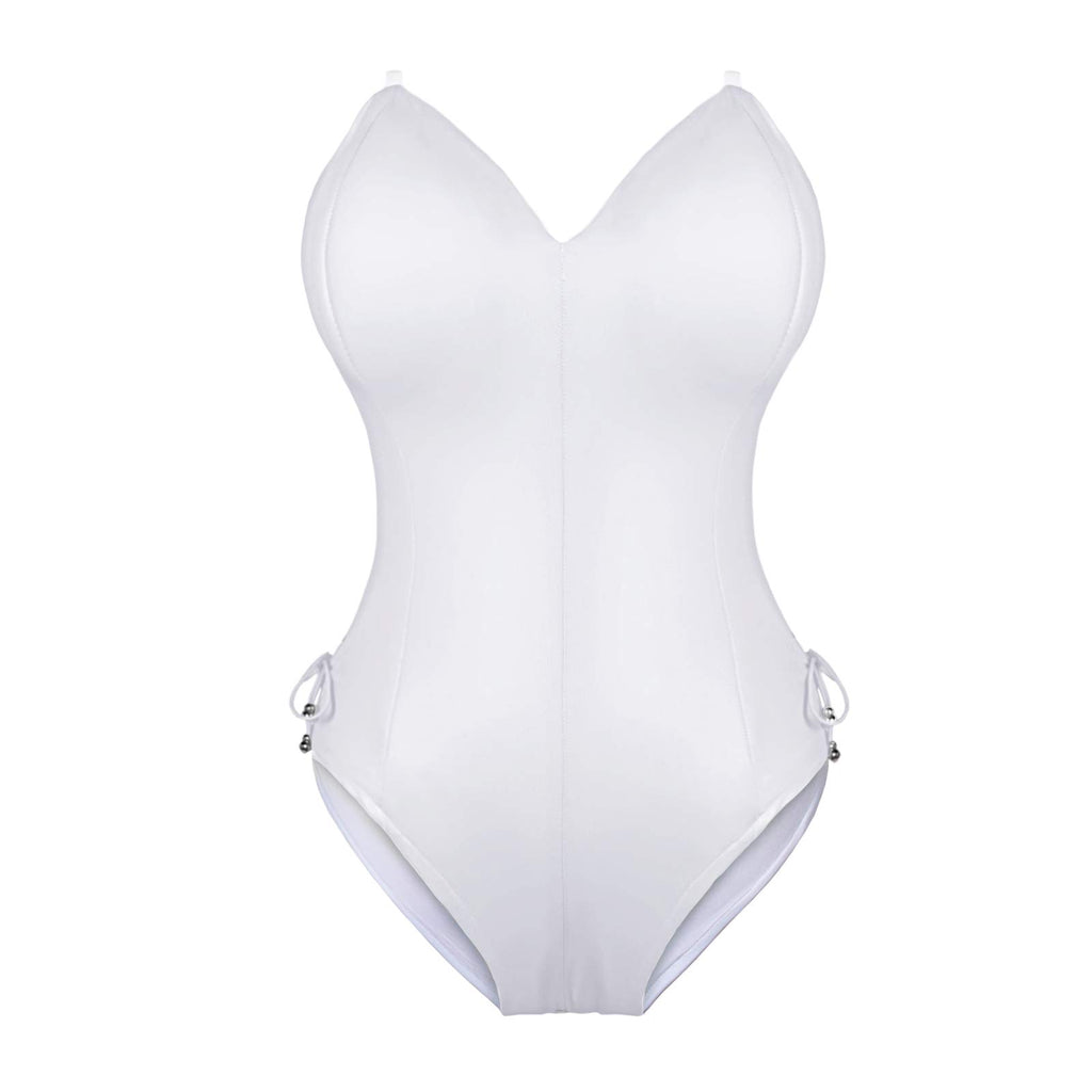 Womens Bunny Costume Girl Suit Senpai Cosplay Anime Role Costume One Piece Bodysuit Removable Padded with Stockings Set(White S)