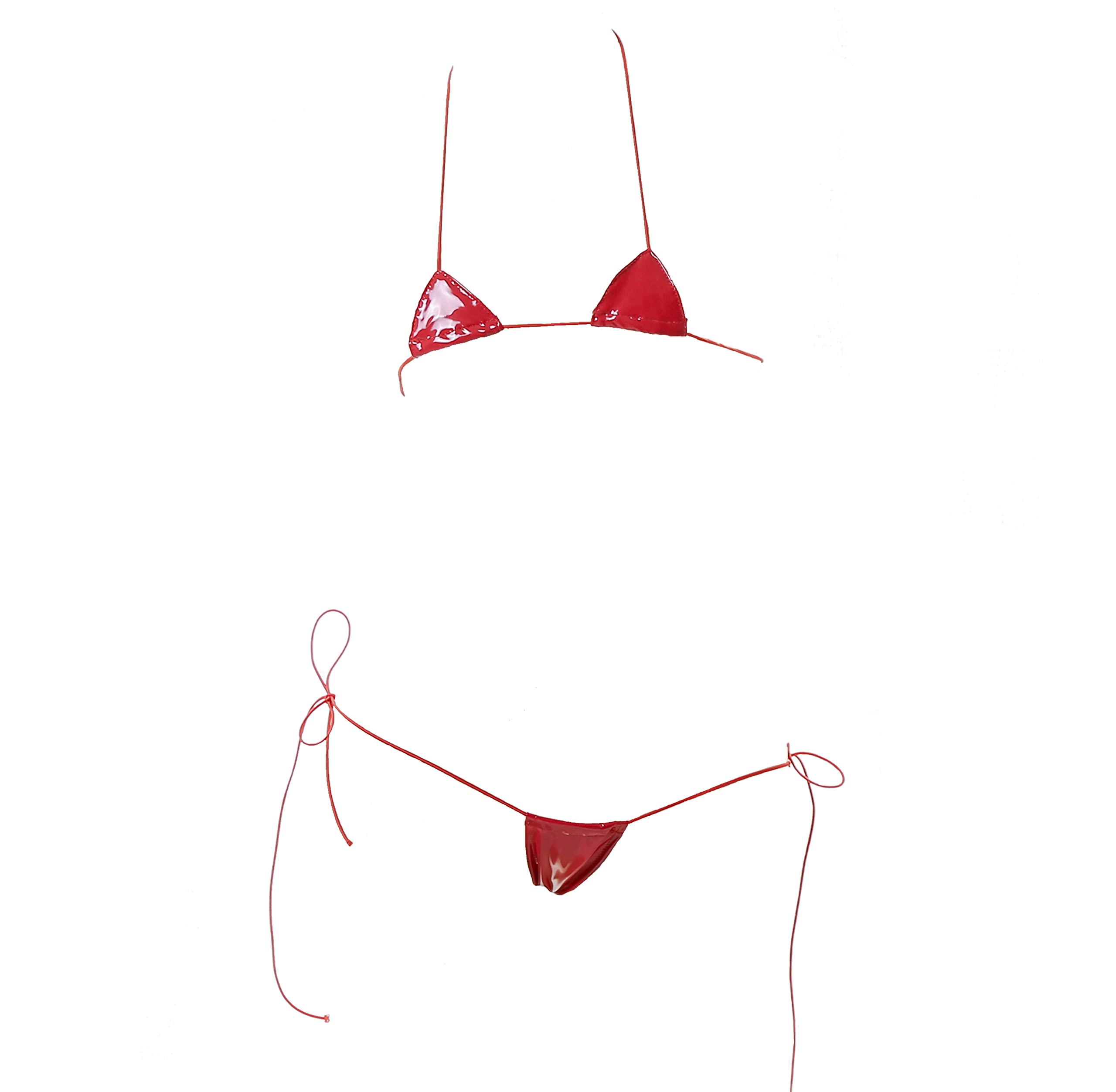 JasmyGirls Leather Micro Bikini Extreme Anime Lingerie Sexy Cosplay Outfit Japanese Bra Panty Set Two Piece Thong Swimsuit