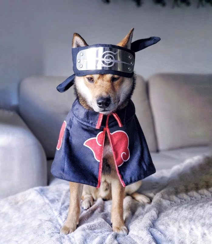 ChoChoCho Anime Cosplay Ninja, Dog Costume, Ninja Cloak for Dogs and Cats, Anime Plush Robe, Halloween Costume & Halloween Outfits for Dogs Cats Puppies