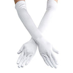 Lansian Women's 21'' Long Satin Gloves White Elbow Length 1920s Opera Bridal Dance Gloves For Evening Party Opera Costume, White