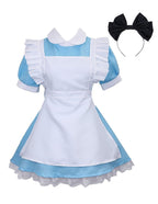 Colorful House Women Blue Maid Outfit Adult Anime Maid Dress Costume Lolita Cosplay Apron Halloween Fancy Fairytale Dress(X-Small, Blue)