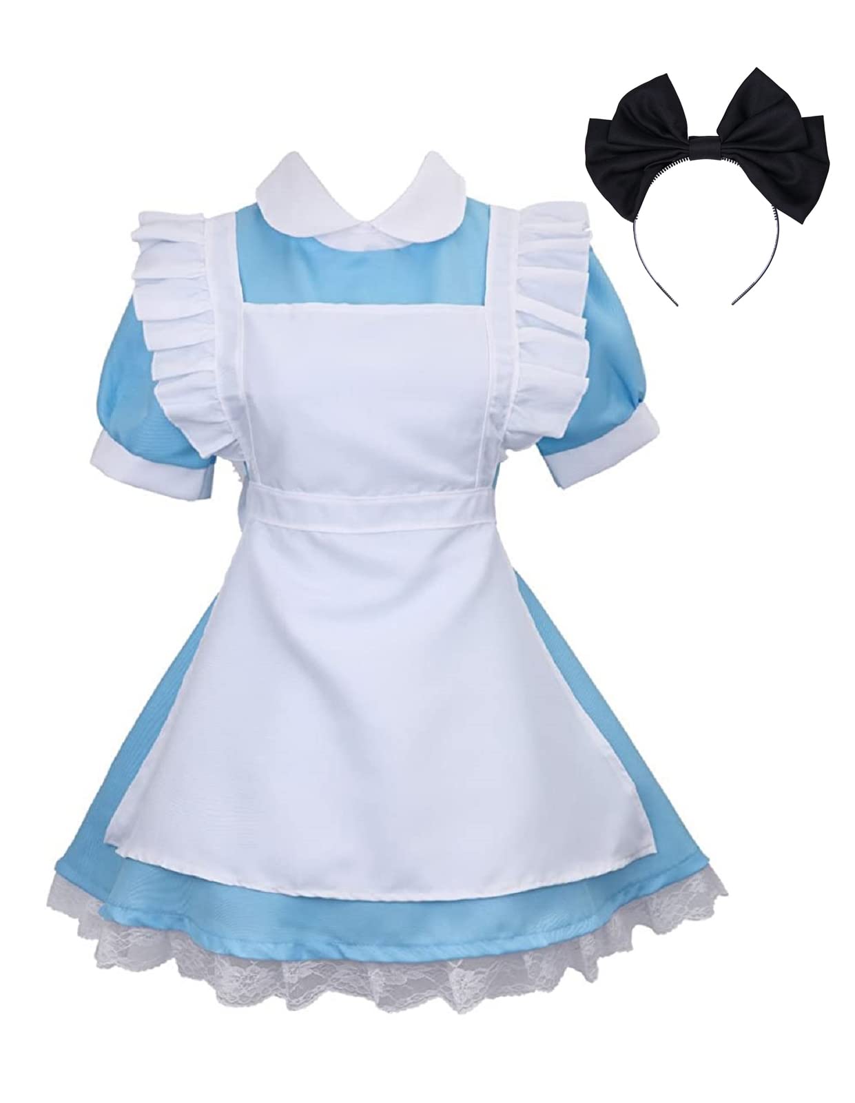 Colorful House Women Blue Maid Outfit Adult Anime Maid Dress Costume Lolita Cosplay Apron Halloween Fancy Fairytale Dress(X-Small, Blue)