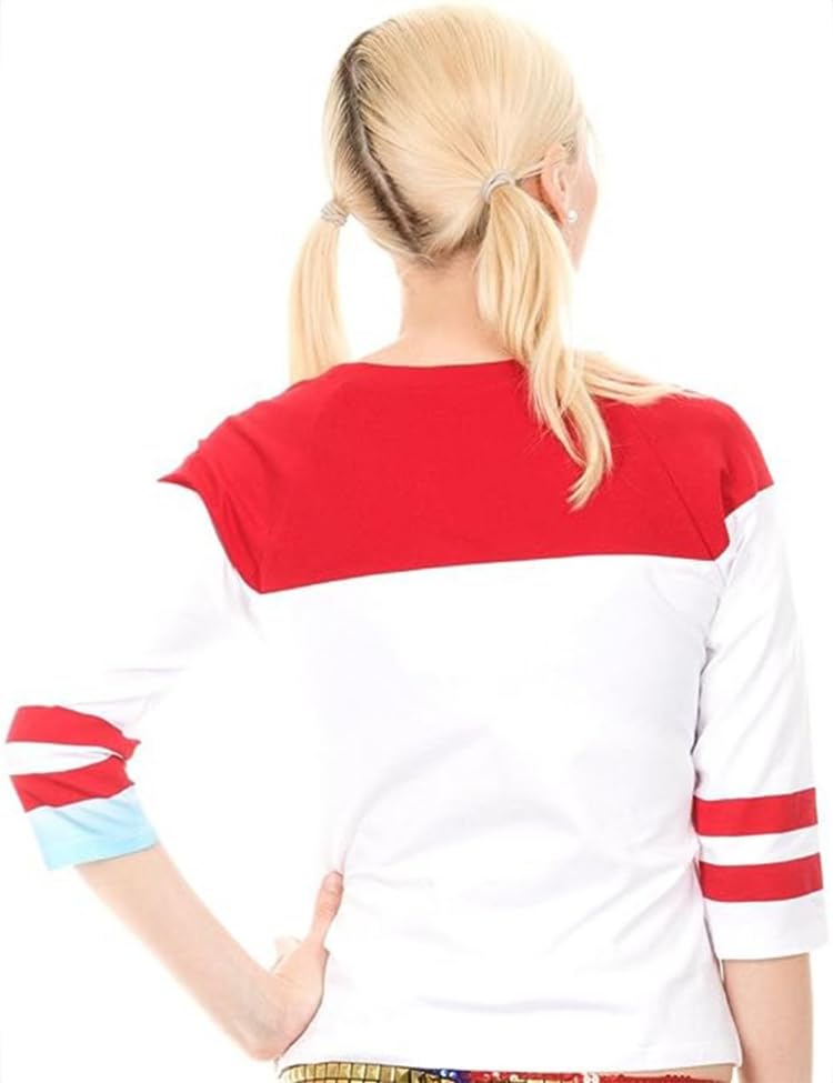 COCO BRANDS Suicide Squad Harley Quinn Daddy Little Monster Halloween Costume Cosplay for Women White Raglan T-Shirt