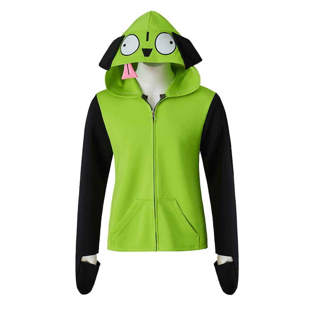 Saniplaycos Green Cosplay Hoodie Costume Zipper Jacket Coat Men's Casual Sweatshirt Hooded Zip Up Pullovers