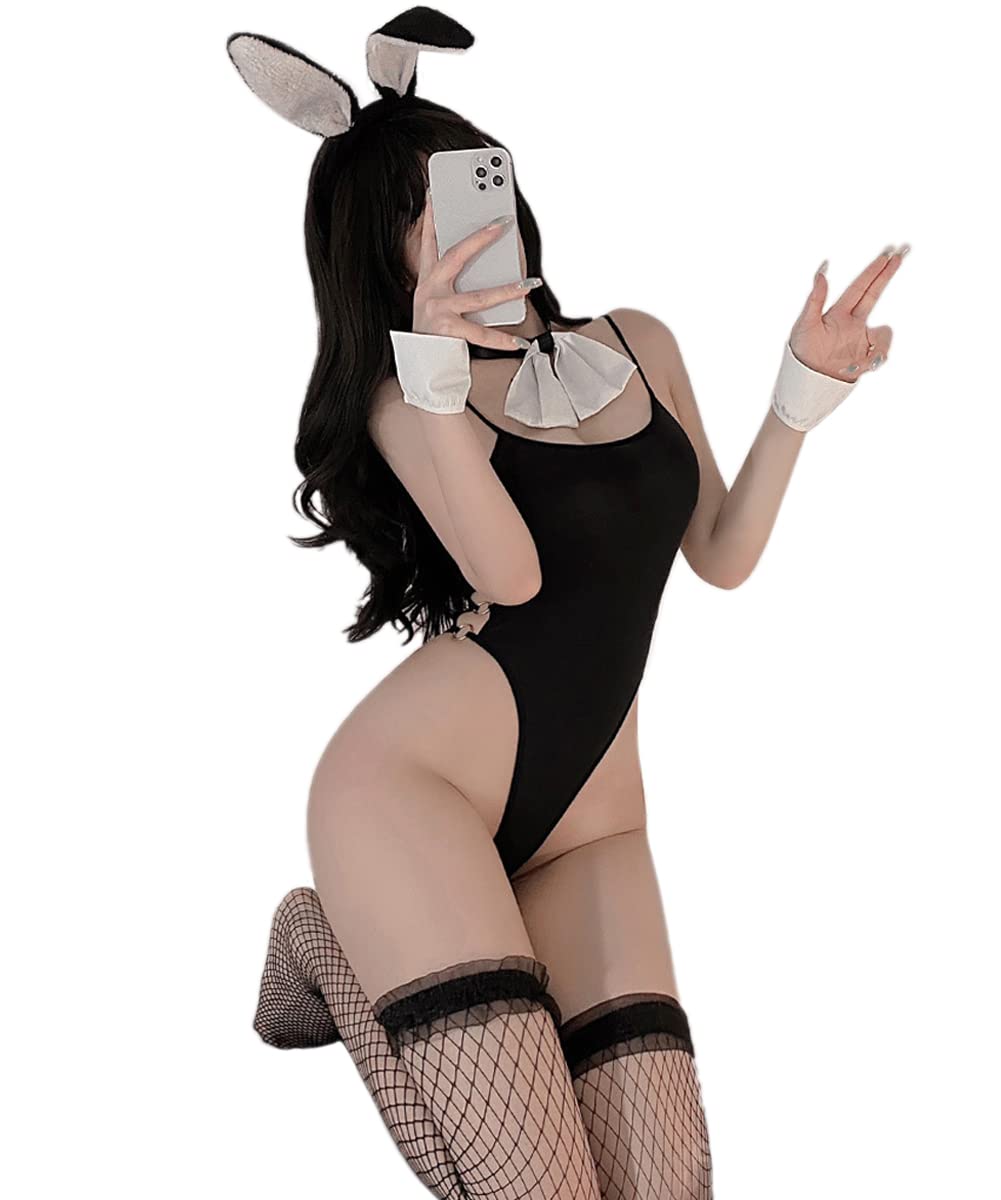 SNOMYRS Womens Bunny Lingerie Sexy Senpai Cosplay Anime Role Costume Bodysuit One Piece