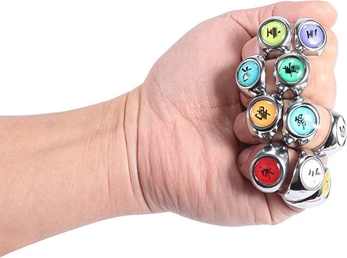 MSROLIDT Adjustable Ninja Rings and Leaf Village Ninja Headband Set cosplay Anime Akatsuki Yahiko, Fans Costume Accessories(12 Pcs)