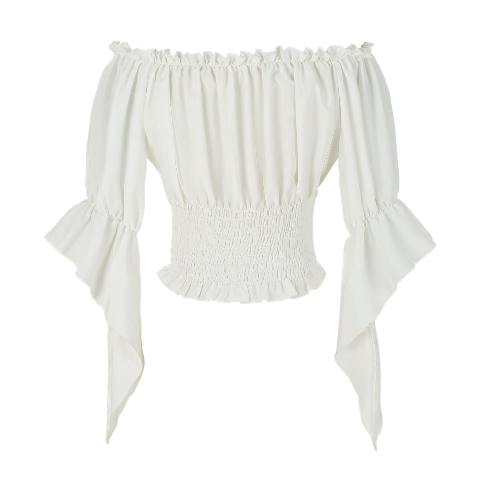 Womens Renaissance Peasant Blouse Off Shoulder Trumpet Sleeve Tops(S,Z2880C)