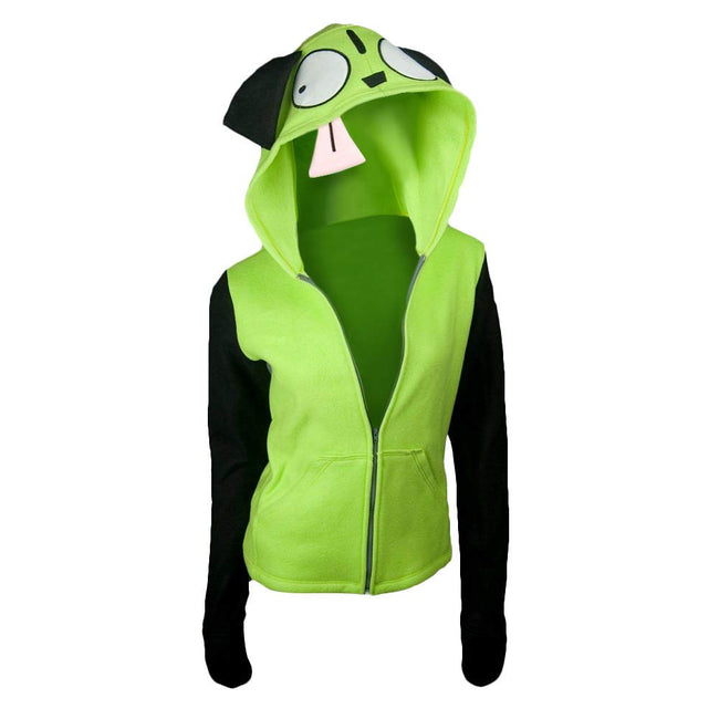 Invader Cosplay Zim Hoodie Halloween Costume Mens Casual Hooded Zip Up Pullovers Hover Image