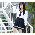 Japanese School Girls Uniform Sailor Navy Blue Pleated Skirt Anime Cosplay Costumes with Socks Set(SSF13) 2XL(Tag 3XL)