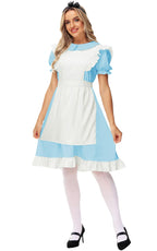 Blue Maid Costume Women Alice White Apron Dress Lolita Princess Wonderland Costumes XL