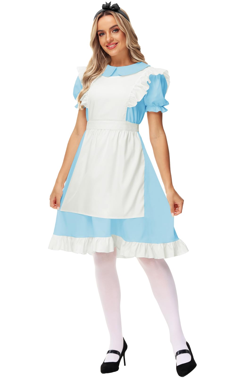 Blue Maid Costume Women Alice White Apron Dress Lolita Princess Wonderland Costumes XL