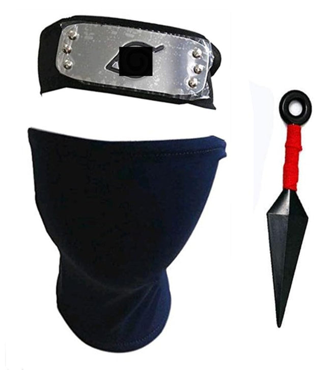 MSROLIDT Anime Ninja Set,Including NinjaHeadband, blue mask,Kunai.Cosplay Ninja Leaf Village Akatsuki Yahiko Hover Image