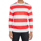 Where's Waldo Longe Sleeve Shirt, Glasses, and Hat DELUXE Cosplay Halloween Costume Set