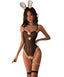 SNOMYRS Women's Sexy Bunny Roleplay Lingerie Perspective Mesh Plush Rabbit Set One Piece Bodysuit for Costume Cosplay Party