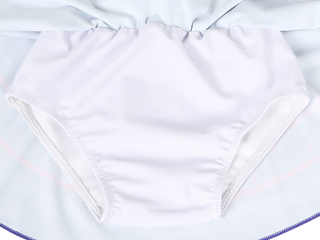 COTRIO Princess Bathing Suit for Girls Princess Swimsuit Girl Floral Ruffle 2 Piece Bikini Set Swimming Suits Off Shoulder Beach Swimwear Size 6 (5-6 Years, Blue)