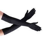 Lansian Long Black Opera Party Gloves for Women 1920s 20s Satin Gloves Elbow Length Bridal Evening Dress Costumes, 21''