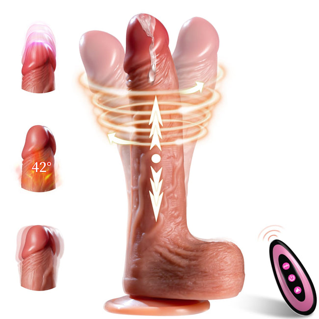 Thrusting Dildo Vibrator Sex Toys for Women Realistic Dildos 6in1 Penis with Suction Cup 9 Vibrations & 3 Thrusting Swing, Heating Modes Anal Dildo with Remote Control Couple Adult Sex Toys & Games Hover Image