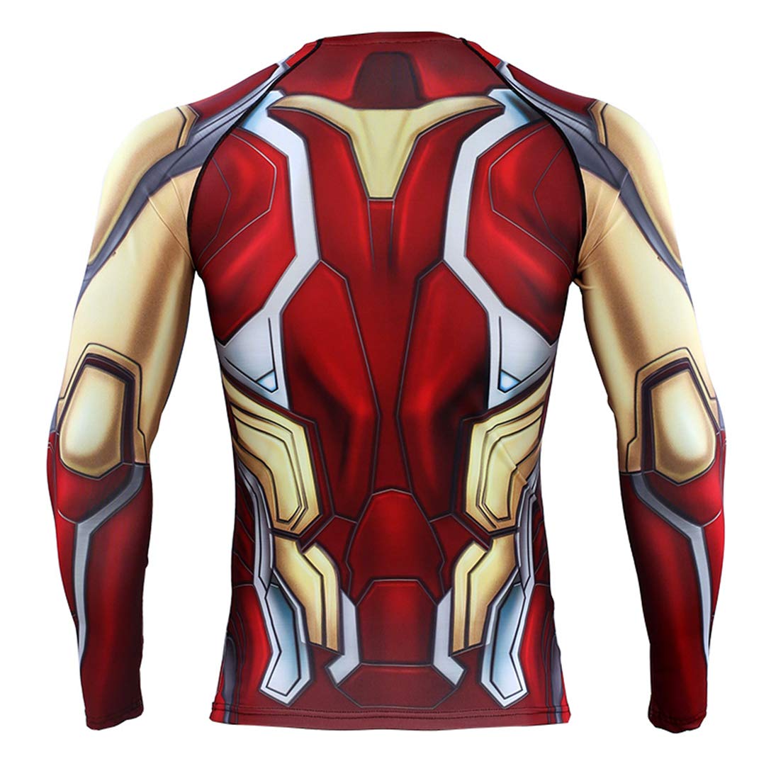HIMIC E77C 3D Super Hero Close-Fitting Quick-Drying Elastic Sport Cosplay T-Shirt Long Sleeve (Large, Iron Long Sleeve 4)