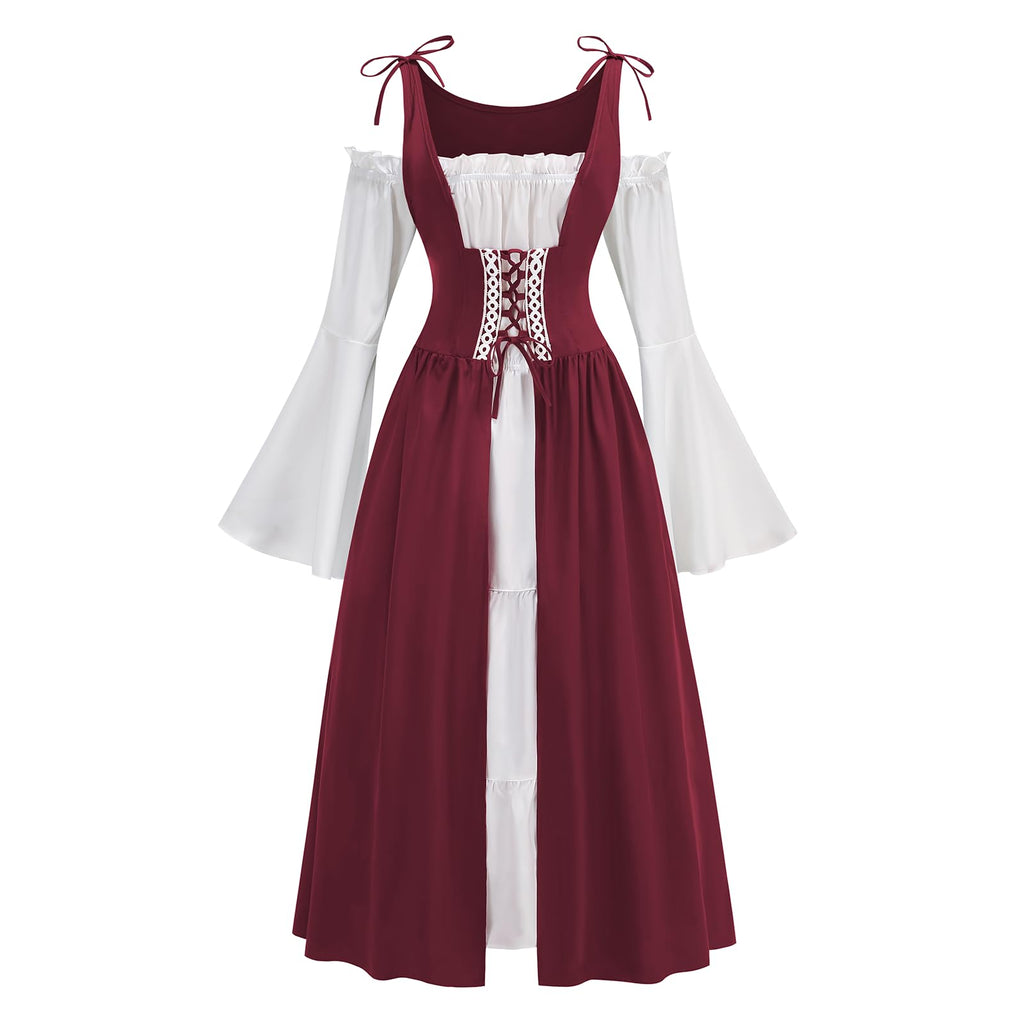 YTWS Renaissance Witch Vampire Pirate Costume Dress for Women Viking Victorian Goth Elf Fairycore Halloween Party Cosplay