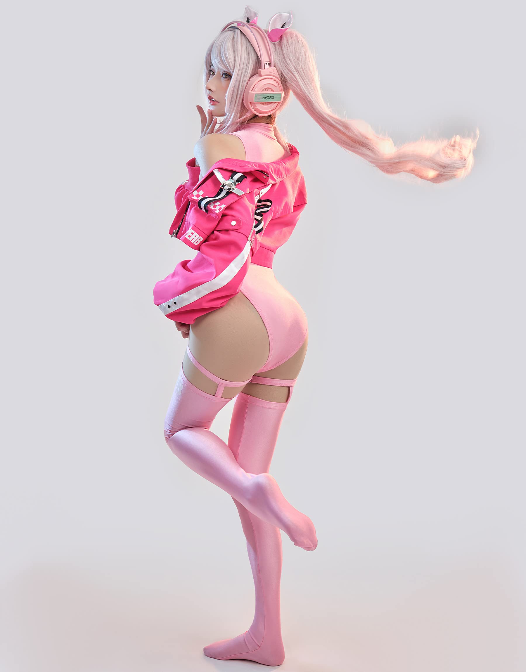 haikyuu Women Cosplay Swimsuit with Jacket Anime One Piece Swimsuit Cutout Bathing Suit Tummy Control Swimwear (as1, Alpha, m, Regular, Regular, Standard, Pink)