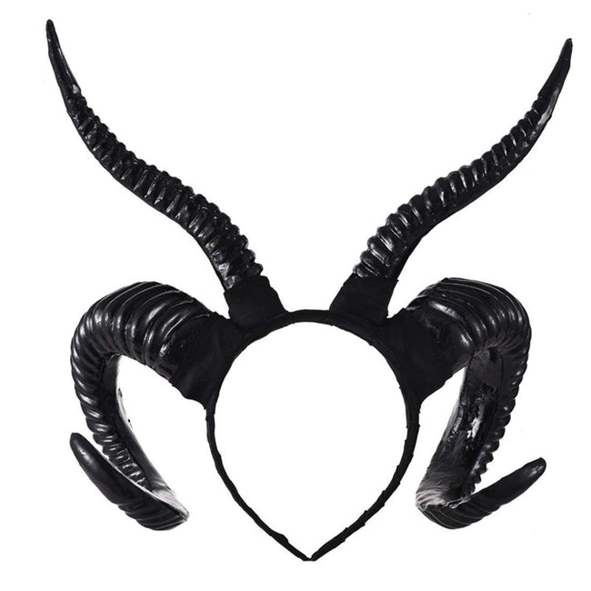Qhome Gothic Antelope Sheep Horn Hoop Headband Forest Animal Aries Exhibition Cosplay Deluxe Costume Horns Hover Image