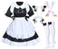Anime French Cat Maid Apron Fancy Dress Cosplay Costume Headwear Gloves Socks Set(Black M)