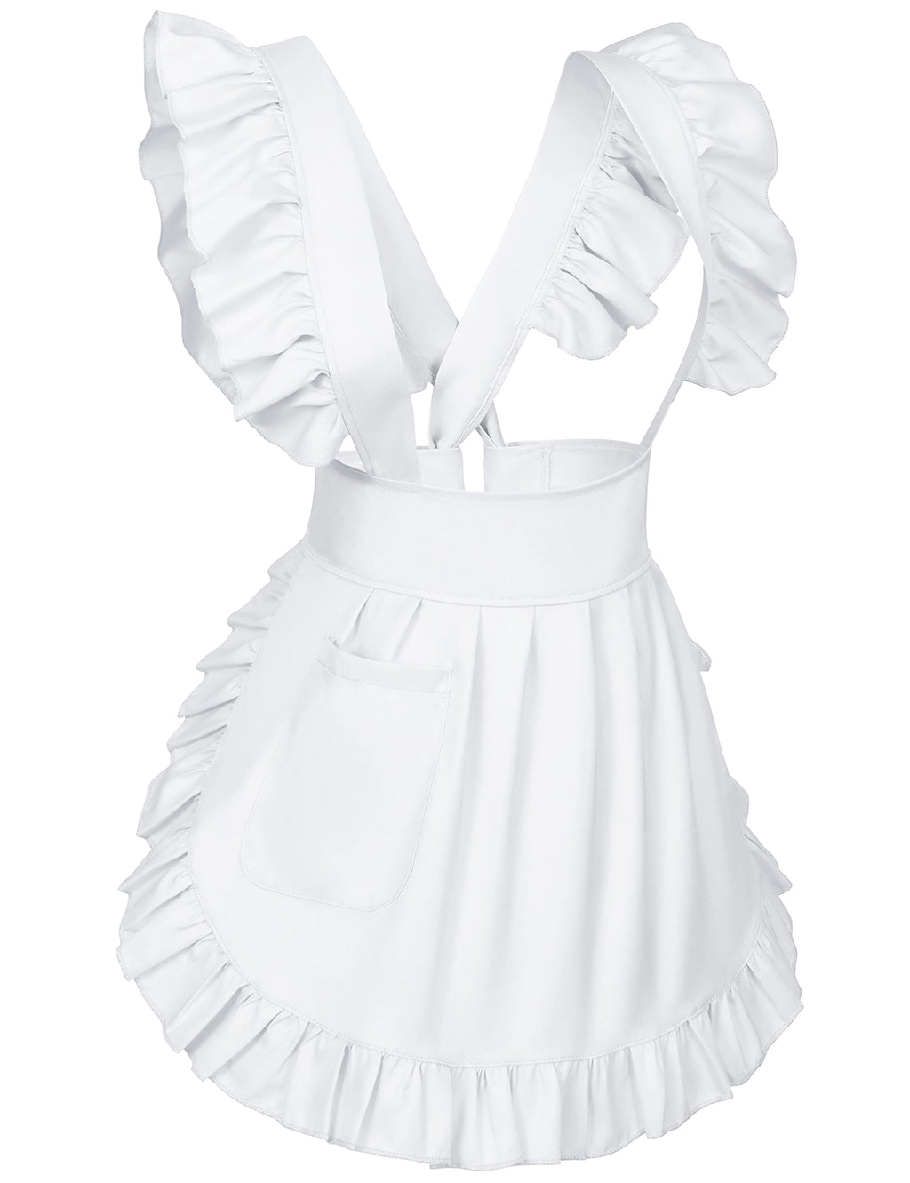 TOKYO REVENGERS Adjustable Retro Ruffle Maid Costume Apron Pockets With French headdress Socks set(Style1 White)