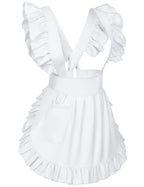 TOKYO REVENGERS Adjustable Retro Ruffle Maid Costume Apron Pockets With French headdress Socks set(Style1 White)
