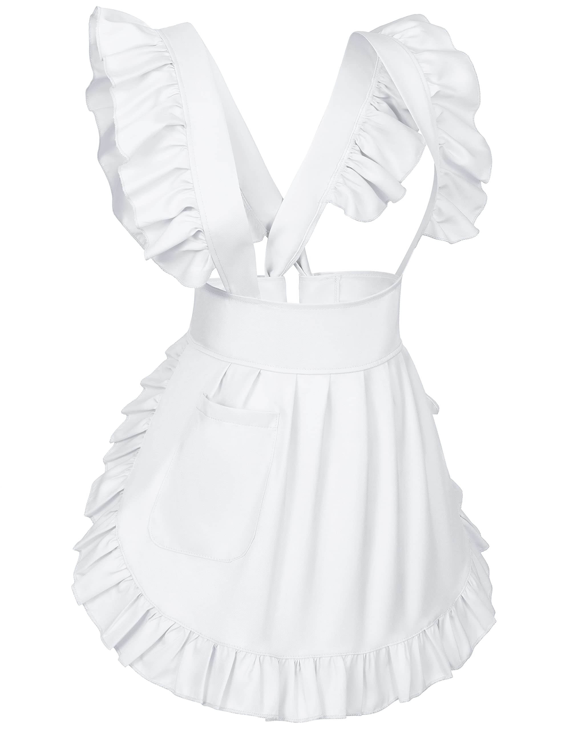 TOKYO REVENGERS Adjustable Retro Ruffle Maid Costume Apron Pockets With French headdress Socks set(Style1 White)