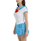 kiligspace Cotton Romper Onesie Pajamas Bodysuit Button Crotch Romper-Sailor Moon Onesie Skirt Set