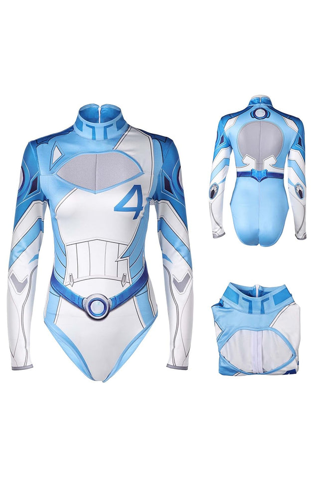 cultofmoon Invisible Woman Cosplay Costume Sue Storm Outfits Blue Swimsuit Women Superhero Jumpsuit Halloween Carnival Suit Hover Image