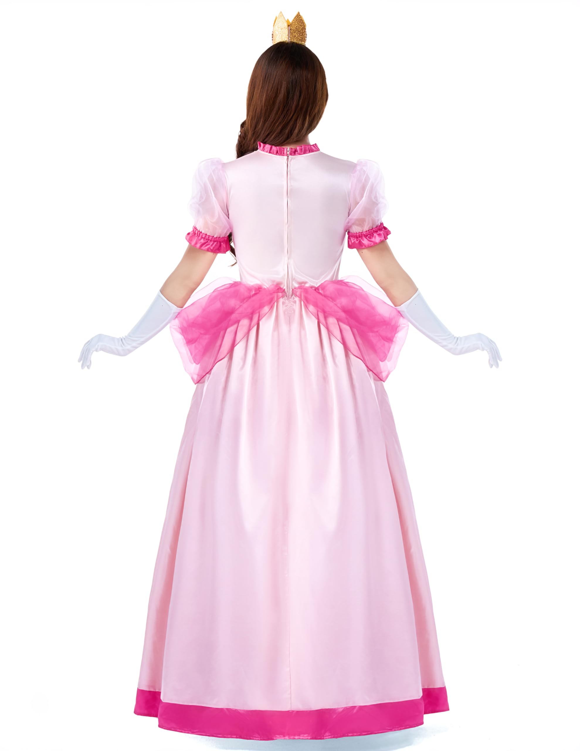 Spooktacular Creations Pink Princess Costume Women, Halloween Fairy Tale Princess Dress Fancy Ball Gown Evening Long Dresses Adult With Crown Gloves for Birthday Cosplay Parties-L